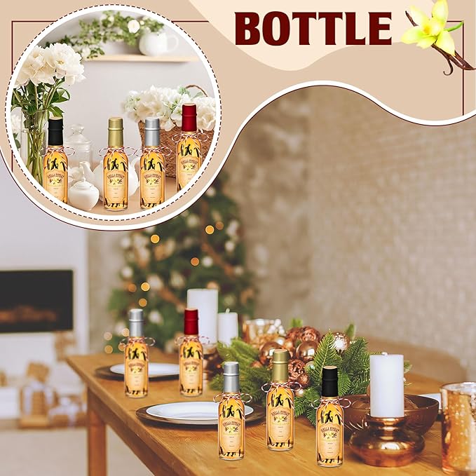 Tioncy 16 Pcs Vanilla Extract Bottles for Homemade Vanilla Jar Glass Bottle with Cap, Shrink Band, Sticker Syrup Gift Food Storage Canister for Bean Sauce Spice(Multicolour,5 oz)