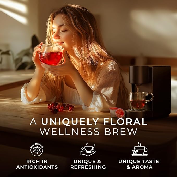 Gya Tea Co Hibiscus Tea Gift Set K-Cup Delivers Joy and Delight with Every Tart Sip - Tea Pod Provide Convenience for Busy Days - Manually Harvested and Caffeine-Free