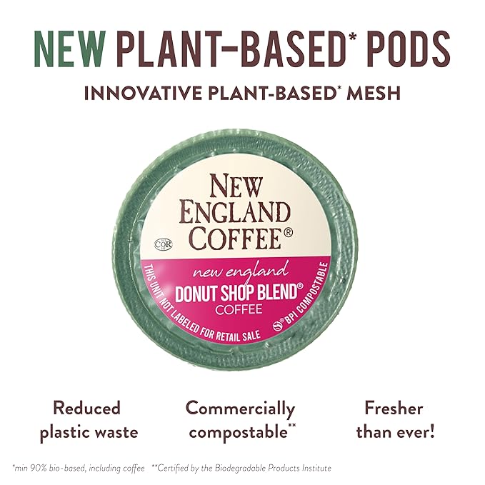 New England Coffee Donut Shop Blend Light Roast Single Serve Pods, 12ct Box (Pack of 1)