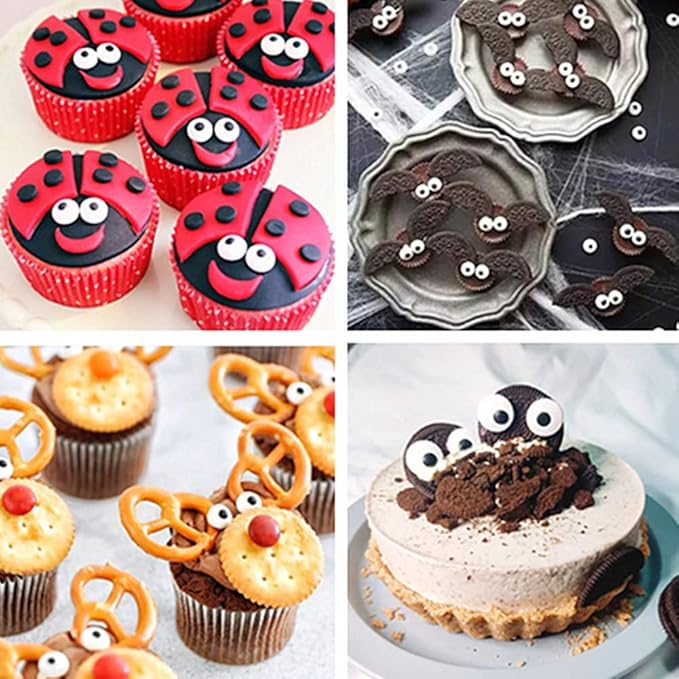1 Bottle Candy Eyeballs Edible Eyes for Decorating Halloween Sprinkles Baking Cake Decorations Ice Cream Cookies Cupcake Toppers (Three Size Candy Eyes)