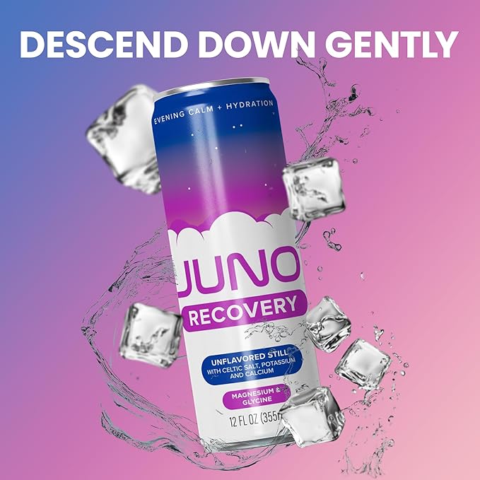 JUNO RECOVERY Unflavored Still Drink - Energizing Hydration with Magnesium, Glycine, Celtic Salt, Potassium & Calcium - Refreshing Beverage, 12 Pack