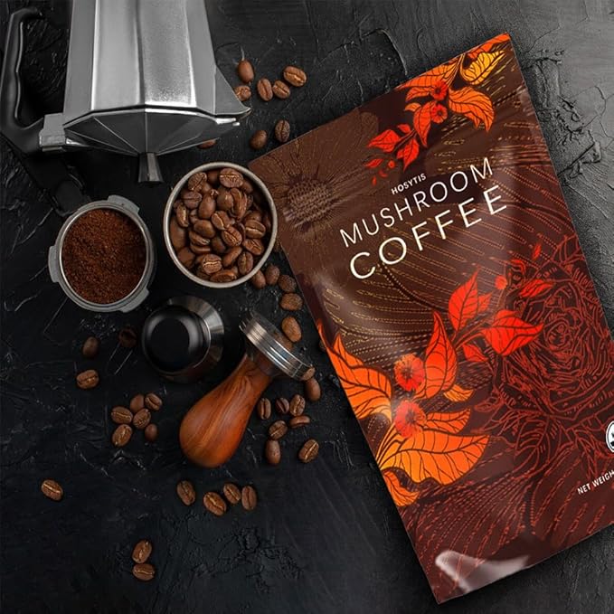 Mushroom Coffee With Lion's Mane, Reishi, Cordyceps, Shiitake, King Trumpet & Turkey Tail Everyday Dose (30 Servings) Premium Instant Coffee for Better Focus, Energy竊?.35 Ounce Pack of 180g竊?,<div>