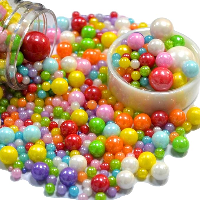 Rainbow Sprinkles Edible Sugar Pearls Sprinkles for Cake Decorating Cupcake Cookie Baking Cake Topper Decorations Wedding Halloween Christmas Supplies