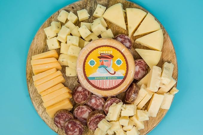 Cheese Bros. Deluxe Charcuterie Gift Box | Fresh from Wisconsin | Includes Dill Havarti, Smoked Gouda, Fratello, Adelheid, 8-Year Aged Cheddar, Summer Sausage, Jam, Mustard | Great Food Gifting Idea