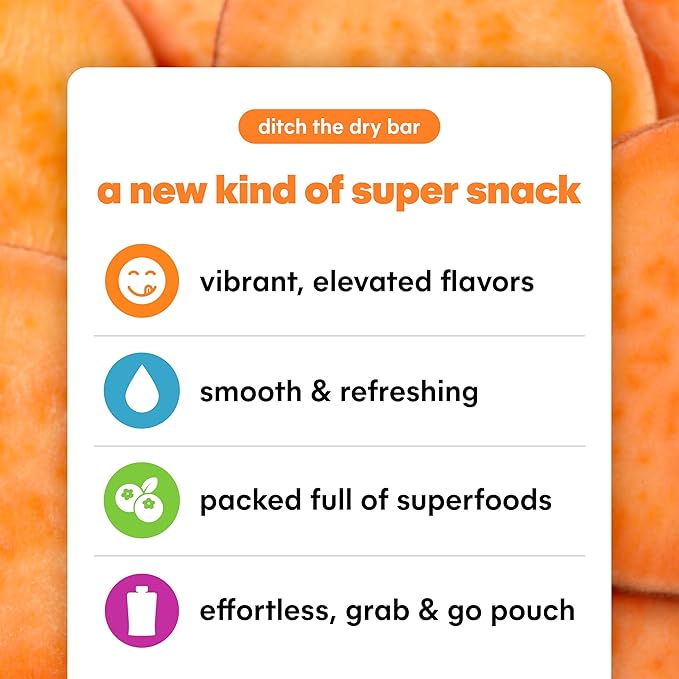 Noka Superfood Fruit Smoothie Pouches, Sweet Potato Goji, Healthy Snacks with Flax Seed, Plant Protein and Prebiotic Fiber, Vegan and Gluten Free Snacks, Organic Squeeze Pouch, 4.22 oz, 6 Count