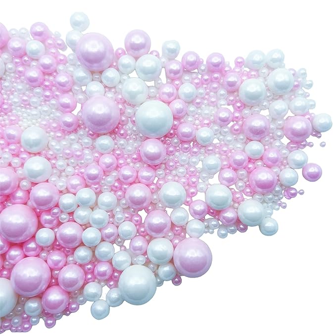 SE Si&Moos White and Pink Pearl Sprinkles for Cake Decorating Edible Cake Cookie Pearls Cupcake Decorations Pink and White Sprinkles for Cake, Cupcake, Cookies Party Holiday Christmas Supplies 3.5 OZ