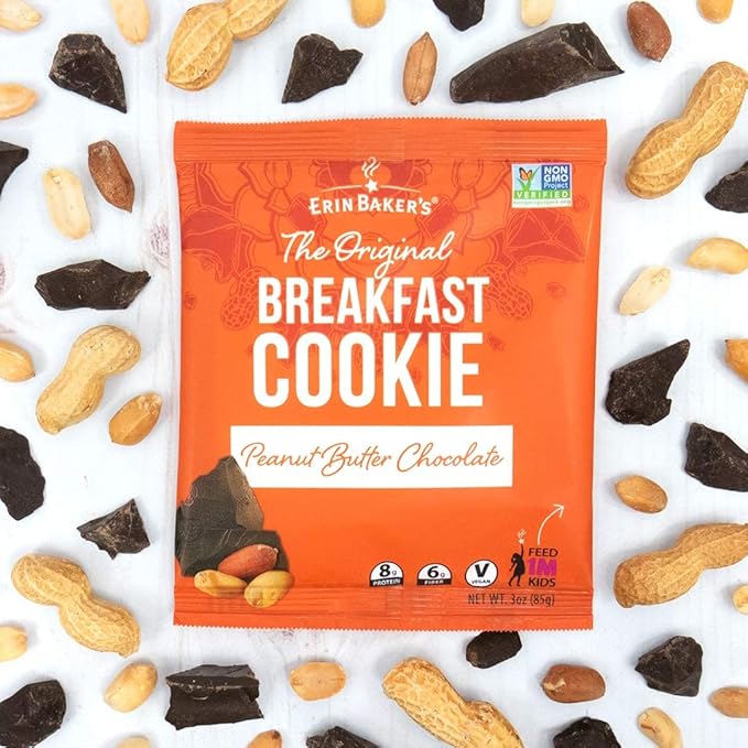 Erin Baker's Breakfast Cookies, Peanut Butter Chocolate, Whole Grain, Non-GMO, 3-ounce (Pack of 12)