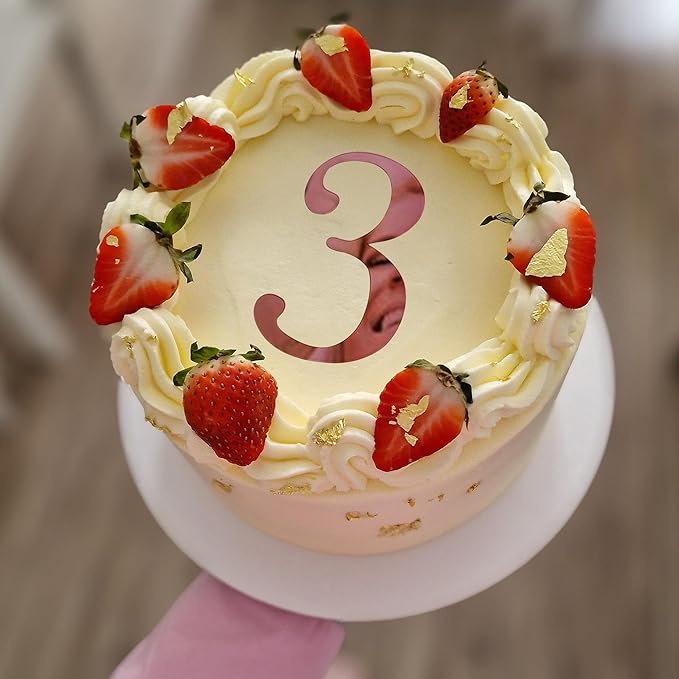 Big 3.7 IN 0-9 Pink Birthday Number Cake Toppers Rose Acrylic Happy Anniversary Cake Topper Sticks For Diy Handmade Cake Sign Decorations 10 Pcs Cupcake Topper Party Supplies Set Pink