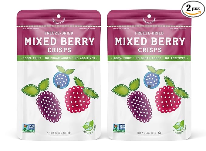 Nature???Turn Freeze-Dried Fruit Snacks, Mixed Berry Crisps, Pack of 2 (1.2 oz Each)