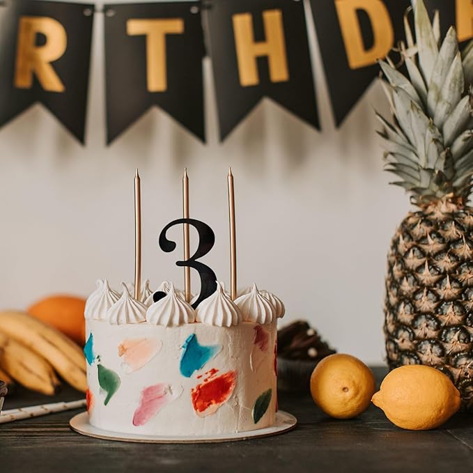 Big 3.7 IN 0-9 Black Birthday Number Cake Toppers Large Black Acrylic Happy Anniversary Cake Topper Sticks For Diy Handmade Cake Sign Decorations 10 Pcs Cupcake Topper Party Supplies Set
