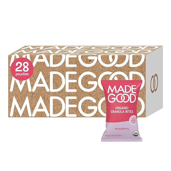 MadeGood Strawberry Granola Bites, 28 Count, Gluten Free and Organic Snacks