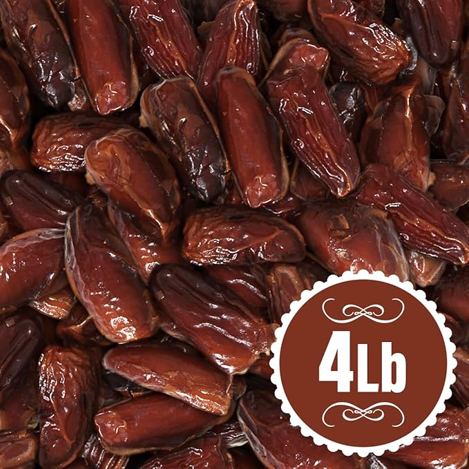 Pitted Dates 4lbs pack of Deglet Noor Dates Pitted, Bulk, Delicious and Nutritious Deglet Date Ideal for Baking, Energy Bites and Salads, Whole Dried and Ready to Eat
