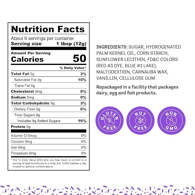 Judee's Purple Sprinkles 4 oz - Gluten-Free and Nut-Free - Brighten Up Your Baked Goods - Great for Cookie and Cake Decoration - Use for Baking and as Dessert and Ice Cream Toppings