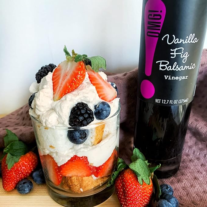 OMG! Oils: Gourmet Vanilla Fig Barrel-Aged Balsamic Vinegar (Perfect for Dipping, Marinades, Glazing and Topping!), 375ml/12.7oz??,<div>