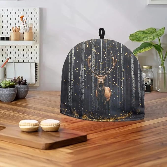 Woods Plum Deer Tea Pots Cozy Reusable Durable Teapot Dust Cover Soft Lightweight Fabric Keep Tea Warm for Housewife Mom Friend Home Kitchen D챕cor
