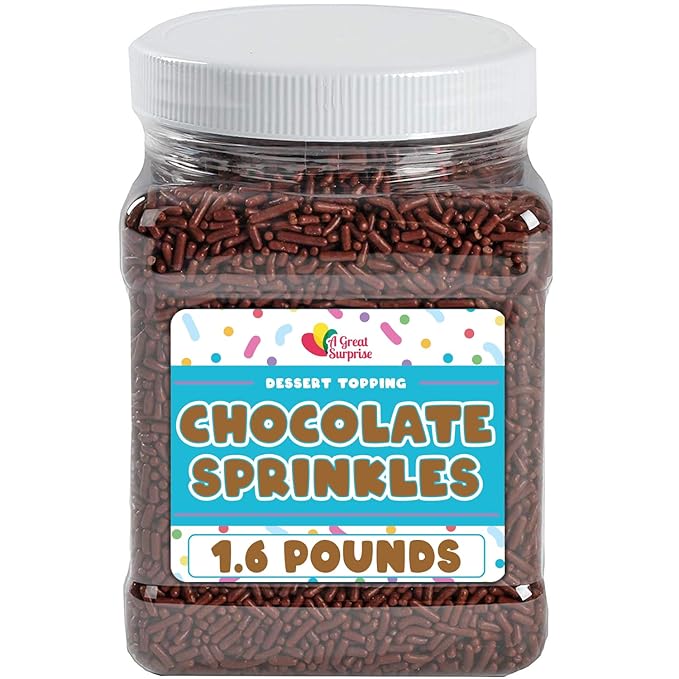 Chocolate Sprinkles - 1.6 Pounds - Brown Jimmies - Chocolate Football Sprinkles for Ice Cream, Cake Decorating, Cookies, Cupcakes, Brownies