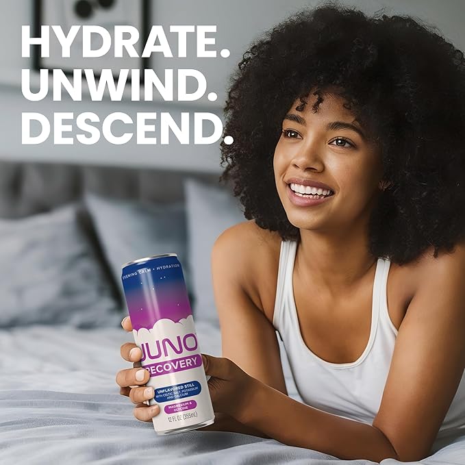 JUNO RECOVERY Unflavored Still Drink - Energizing Hydration with Magnesium, Glycine, Celtic Salt, Potassium & Calcium - Refreshing Beverage, 12 Pack