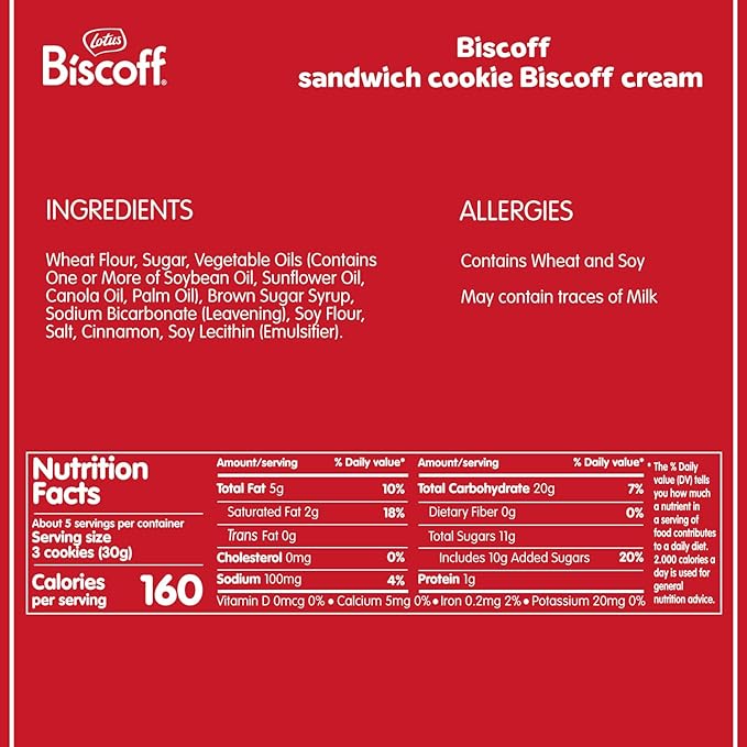 Lotus Biscoff Sandwich Cookies, Biscoff Cream, 15 Cookies per pack, 5.29 Ounce (Pack of 9)