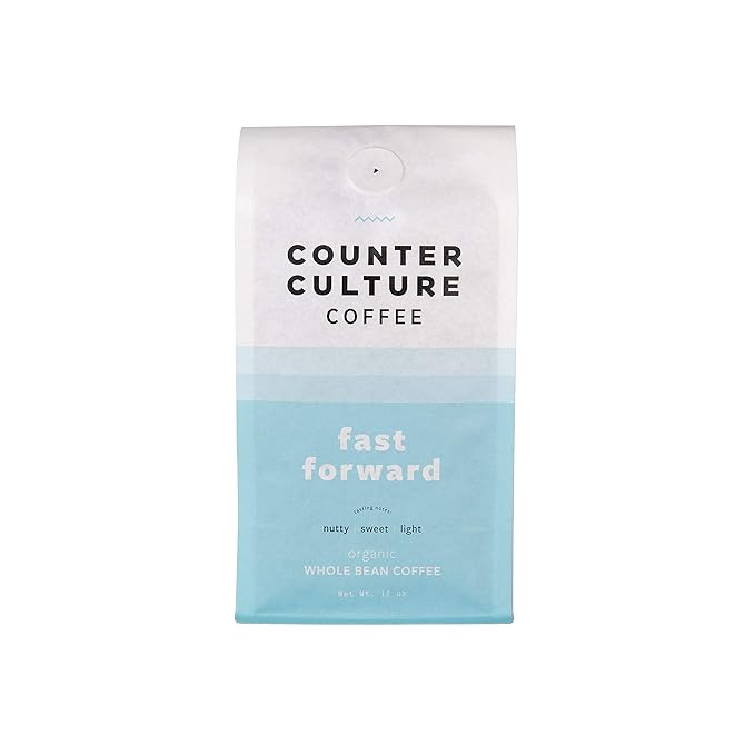 Counter Culture Coffee Fast Forward - Light Roast, Organic, Sustainably Farmed, Kosher, Whole Bean Coffee, 12 oz (1 Bag)