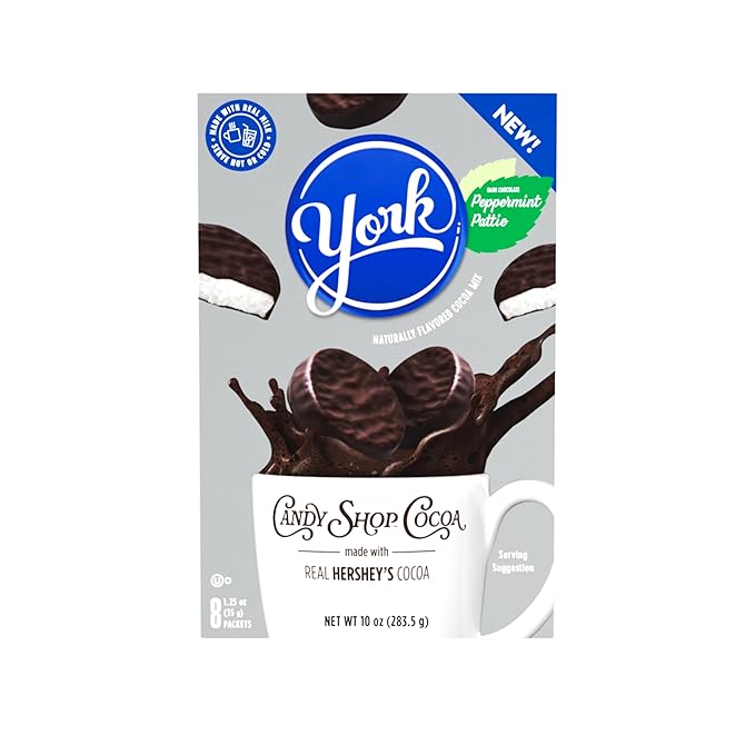 Candy Shop Cocoa Mix Variety Pack, Hot Chocolate, HERSHEY'S Milk Chocolate, REESE?™S Peanut Butter Cup, YORK Peppermint Pattie, Make Hot or Iced, Made With Real Milk, 8 Packets Each (Pack of 24)