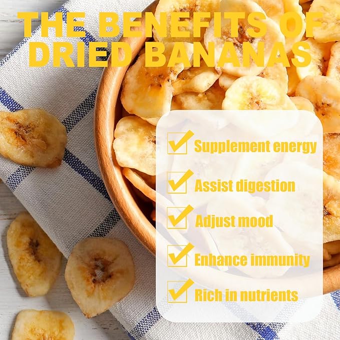 Unsweetened Banana Chips-150g(5.29oz),Bulk Healthy Dried Fruit Snack,Natural Dehydrated Banana Chips