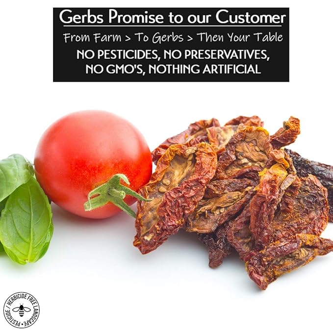 GERBS Sun Dried Tomatoes 2 LBS. Sea Salted | Freshly Dehydrated Resealable Bulk Bag | Top Food Allergy Free | Sulfur Dioxide Free | Excellent in Salads & Charcuterie Boards| Gluten & Peanut Free