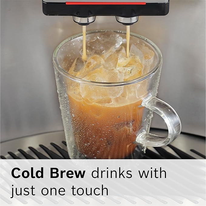 Bosch 800 Series Fully Automatic Espresso and Coffee Machine ??35 Drinks, Cold Brew, Double Cup, Milk Hose, Ceramic Grinder, Smart Features, in Black TPU60309