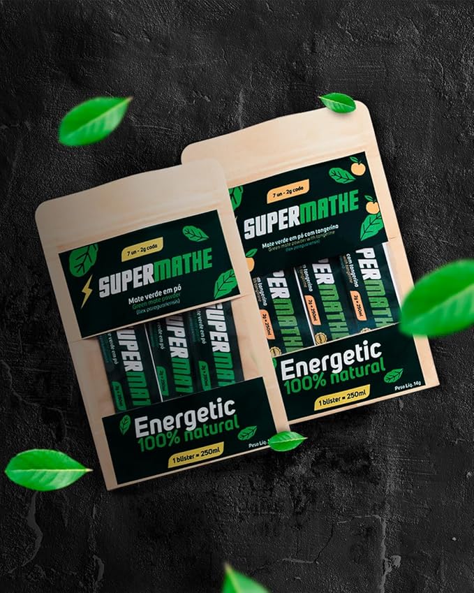 SuperMathe Yerba Mate Powder ??4-Pack (7 Blisters Each, 28 Total) ??Single-Serve Blister Packs ??Natural & Tangerine Flavors