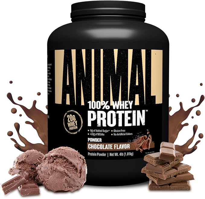Animal 100% Whey Protein Powder ??Whey Blend for Pre Workout or Post Workout, Recovery, or an Anytime Low Sugar Protein Boost Meal Replacement with BCAA Branched Chain Amino Acids ??Chocolate, 4 lb