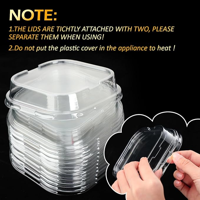 Aoriher 150 Pieces 10 oz Mini Cake Pans with Lids Aluminum Foil Baking Cups Square Disposable 4" x 4" Large Cupcake Cups Baking Tins for Kitchen Brownie Pudding Desserts Holders(Gold)