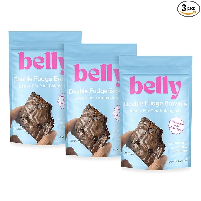 Belly Brownie Mix with Collagen Protein | High-Protein | Fudgy Brownies | Grain-Free Dairy-Free Nut-Free | Healthy Snacks For Adults & Kids | Women-Owned Business | 11.4 oz | 3 Pack
