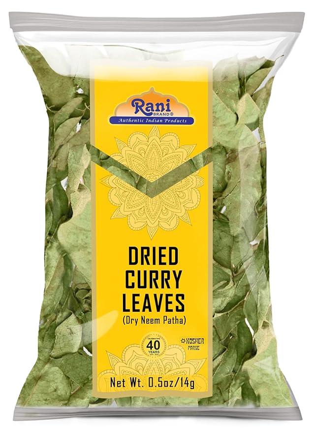 Rani Dried Curry Whole Leaves (Kari Neem Patha) Indian Spice 0.5oz (14g) ~ Non-irradiated | All Natural | Vegan | Gluten Friendly | NON-GMO | Product of USA