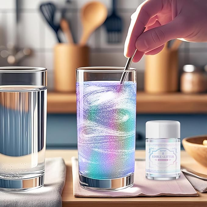 Iridescent Edible Glitter ??5g Rainbow Luster Dust Drink Glitter, Food Grade Shimmer Powder for Cocktails, Cakes, Beverages, Chocolate & Candy