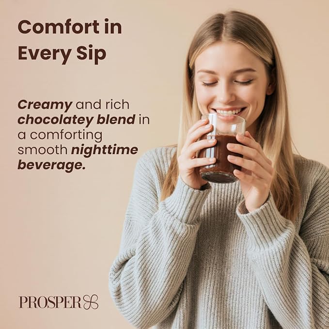 Prosper Magnesium Hot Cocoa - Melatonin & Sugar Free Cocoa - Sleep Aid with Adaptogens - 14 Superfoods, Non Dairy, Keto & vegan Hot Cocoa - Caffeine Free Hot Chocolate- 30 Servings