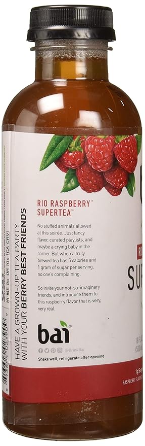 BAI Antioxidant Infusion, Rio Raspberry Tea Liquid Prepared Iced Tea, 18 Fl Oz
