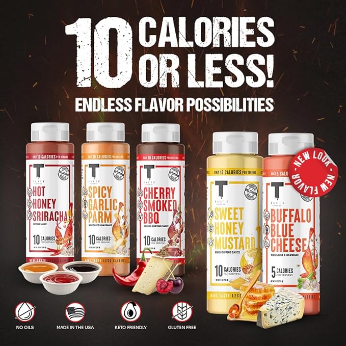 Taste Flavor Co. Grilling, Dipping Sauce and Marinade, Great Tasting, Low-Calorie Sauces, Keto Friendly, No Oils (3 Pack, Hot Honey Sriracha)