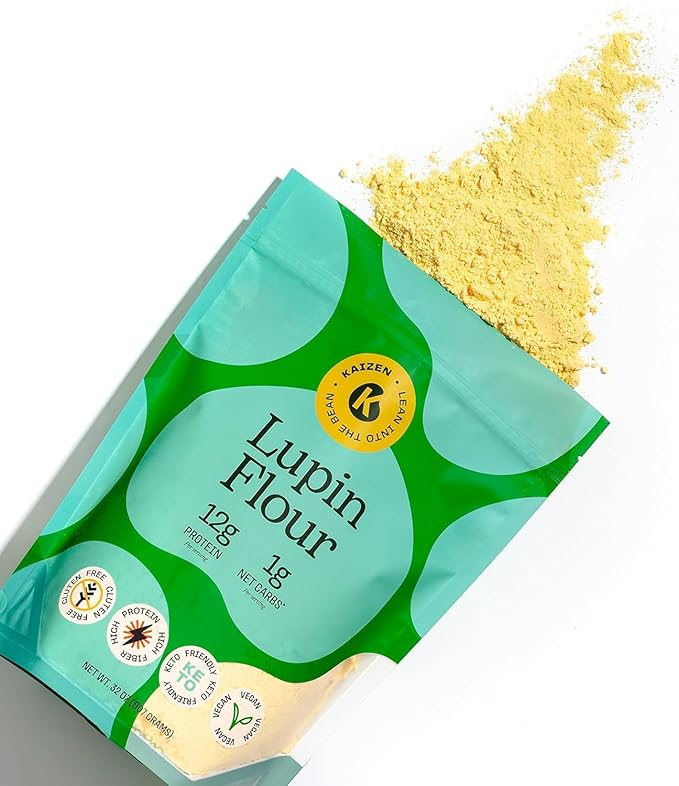Kaizen Lupin Flour 2lbs ??High Protein, Low Carb, Keto Friendly, Gluten Free Ground Lupini Flour ??Non GMO, Vegan, Low Calorie, High Fiber Lupin Bean