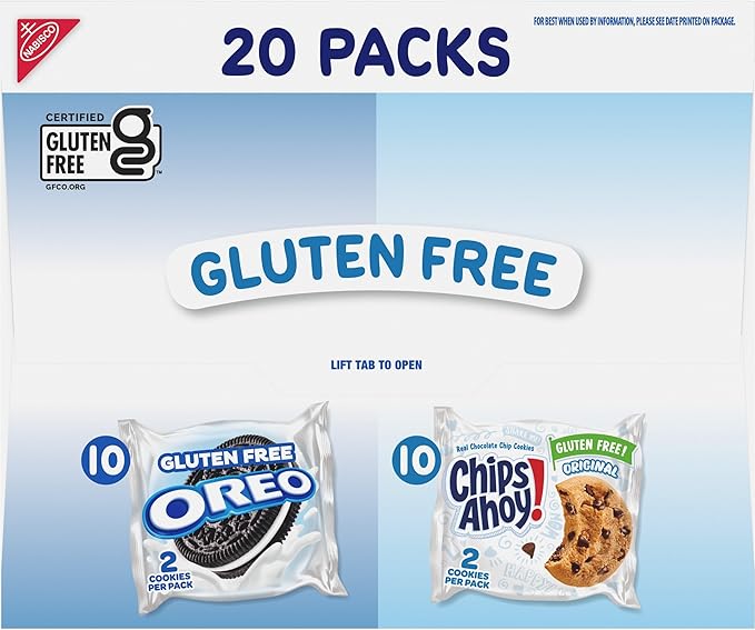 OREO Chocolate Sandwich Cookies & CHIPS AHOY! Chocolate Chip Cookies Gluten Free Cookies Variety Pack, 20 Snack Packs