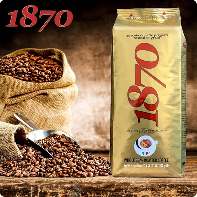 1870 by Caffe Barbera: Mago Whole Bean Roasted Coffee, Aromatic Intense & Fruity 7 Bean Blend by one of the worlds oldest coffee roasters, 150+ years of Roasting over 6 generations, 1.1lb / 0.5kg