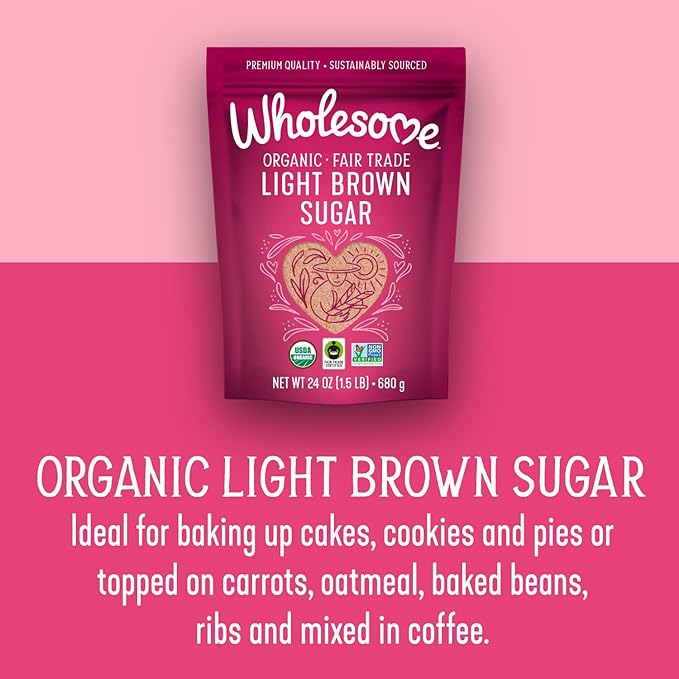 Wholesome Fair Trade Organic Light Brown Sugar, 64oz, 1-Pack