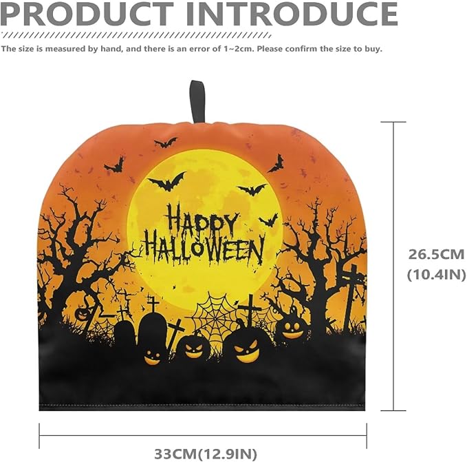 Happy Halloween Tea Cosy for Teapot with Handle Kitchen Kettle Dust Cover for Keeping Warm Machine Washable Tea Cosy Fabric Quilted Padding