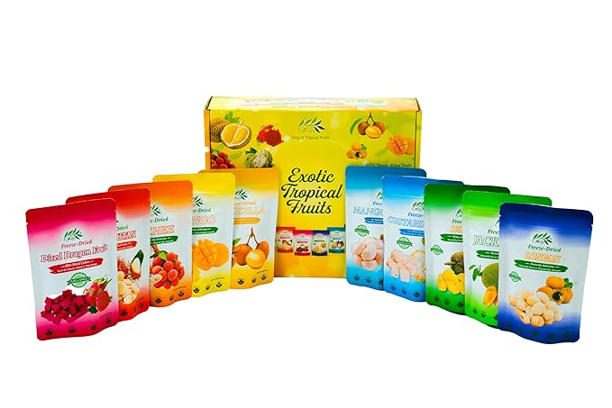 CHAVI Freeze Dried Exotic Tropical Fruits | Pack of 10 | Gift Box - No Added Sugars or Preservatives - Non-GMO, Vegan, Gluten-Free | 180 g | 6.4 oz
