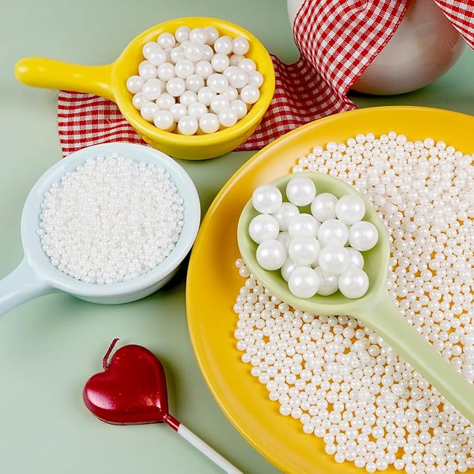 White Pearls, Sprinkles, Edible Pearl Sprinkles for Cake Decorating, 150g/5.29oz, Food Grade, Baking Cake Decoration & Cupcake Topper, Wedding Party Valentines Supplies