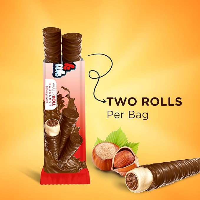 Snack Break Hazelnut Wafer Rolls, Rolled Wafer Cookies, Cocoa Coated Delicious Snack, Individually Wrapped, Crunchy Sticks for On-the-Go, Coffee, Tea, 24 Count (Pack of 12)