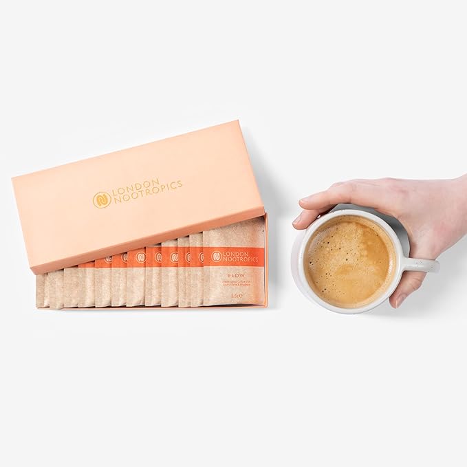 London Nootropics - Flow - Adaptogenic Mushroom Coffee with Lion’s Mane & Rhodiola - 12 Sachets