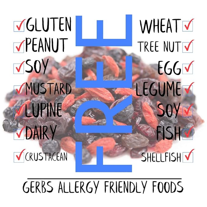 GERBS Super 5 Dried Fruit Snack Mix 2 LBS. Premium | Top 14 Food Allergy Free | Resealable Bulk Bag | Made in USA | Dried Blueberry Cranberry Cherry Raisin Goji Berries Trail Mix | Gluten Peanut Free