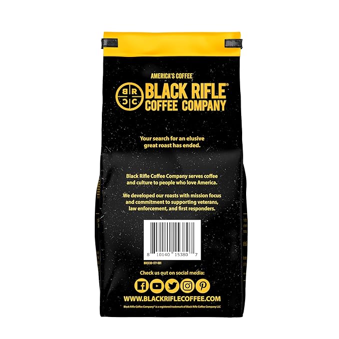 Black Rifle Coffee Company Ground Coffee Dark Roast - Roasted Blend Made from Pure Arabica Beans - Colombian & Brazilian Beans - Veteran Founded & American Made (Tactisquatch, 18oz Bag)