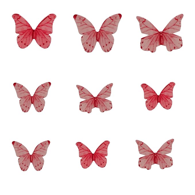 40Pcs Edible Wafer Paper Butterfly Cupcake Toppers 3D Cake Realistic Pastel Butterfly Decoration for Birthday Party Wedding Food Decorations - Pink