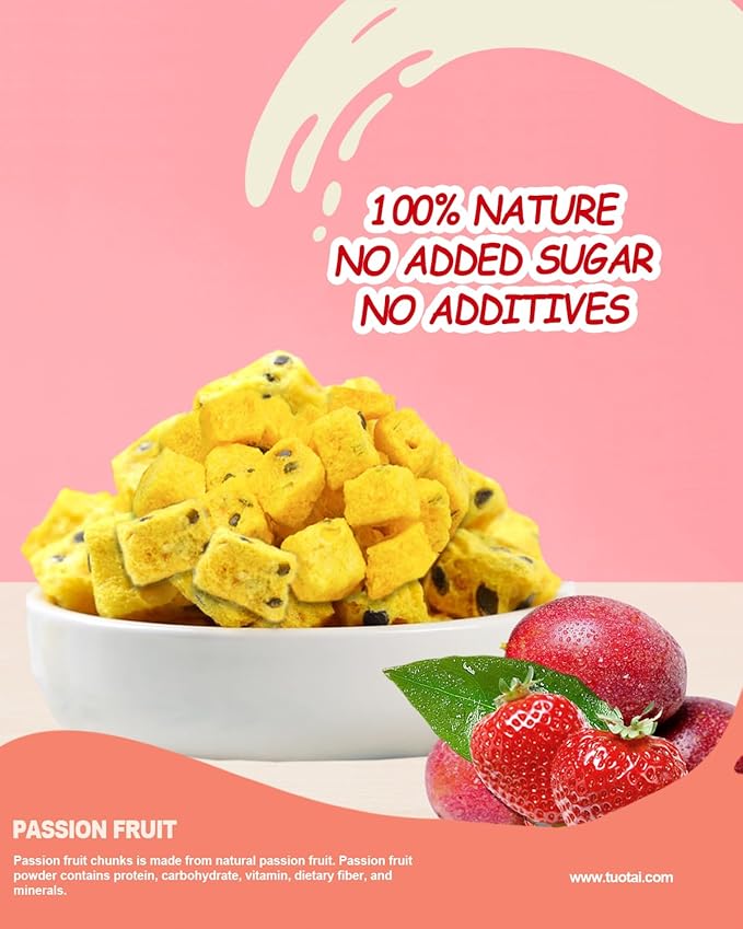 Freeze Dried Passion Fruit, 2 Ounces, Passion Fruit Chunks for Cake, Drinks and Baking Food