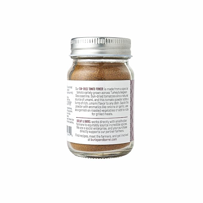 Burlap & Barrel Sun-Dried Tomato Powder - Add Deep Umami & Savory Tanginess to Dishes - for Popcorn, Fried Chicken, Sauces & Salads - As seen on Shark Tank - 2.5oz Glass Jar